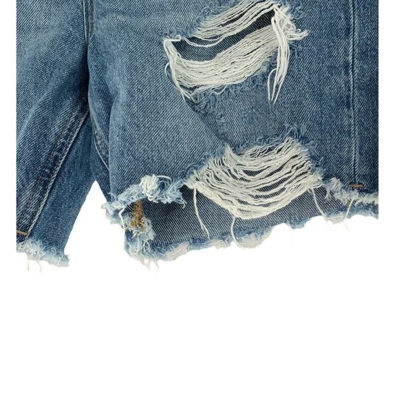 GAP Boyfriend Shorts Womens 0/25R Distressed Cutoff Hem Button Zip Pockets Denim - Picture 6 of 8